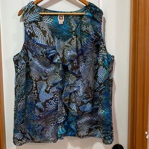 Woman Anne Klein Top, size 2X, color Blue.